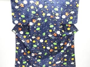 花唐草模様織出し十日町紬着物